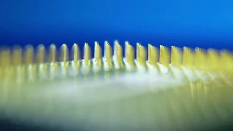 Macro Close-Up Of Computer Processor CPU On Blue Background. Stock Footage 98998002