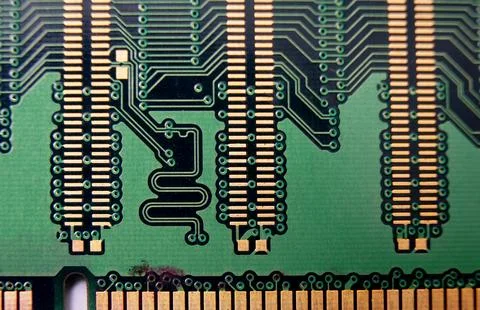 Macro Close up of computer RAM chip random access memory chip slot for PC mot 스톡 사진