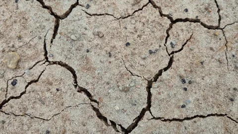 Macro Close Up Of Cracked Dry Soil Texture Caused By Drought In Farm Land Stock Footage 341782511