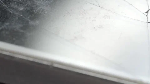 Macro Close Up of Cracked Smartphone Screen Showing Damaged Glass Surface Stock Footage 340800505