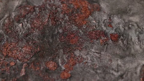 Macro close-up of dark titanium metallic fluid bubbling and shifting slowly to Stock Footage 327605926