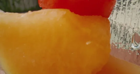 Macro close up of a delicious fruit salad Stock Footage 138135239