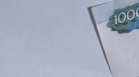 Macro close up dolly shot of the 1000 rubles  Video stock 60328953