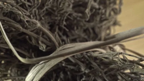 Macro close up of dried rosemary herb with detailed texture Stock Footage 340192735
