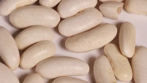 Macro Close-Up of Dried White Cannellini Beans on a Flat Surface 库存影片 326876379