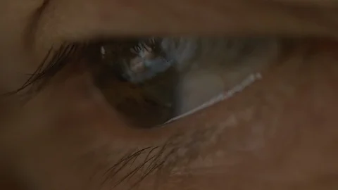 Macro close up on elderly man eye. Reflection of the laptop screen. Stockbeeldmateriaal 88219342