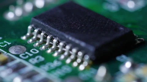 Macro close up of electronic chip with circuits rotating around 5 Stock-Footage 70241705