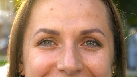 Macro Close-up eyes blinking Stock Footage 95033387