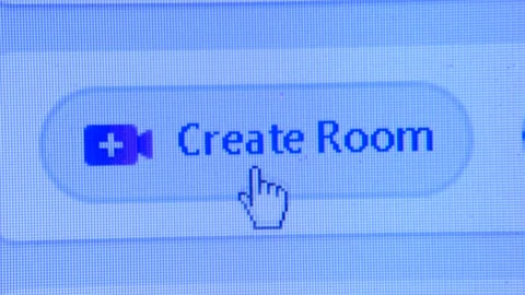 Macro Close Up of Facebook 'Create Room' button Stock Footage 158205829