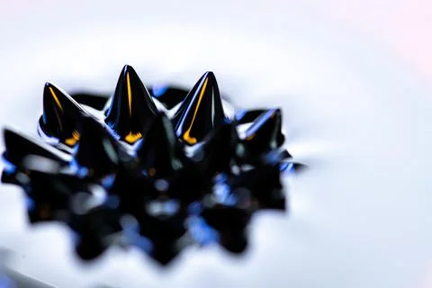 Macro close-up of ferrofluid. Red and blue. Stock Photos