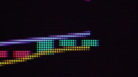 Macro Close-Up of Financial Candlestick Chart on LCD Screen Видео 338313740