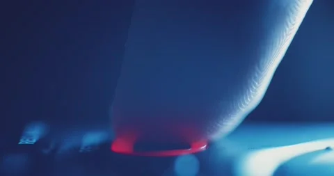 Macro close up of finger pressing record button on audio device Stock Footage 152749039