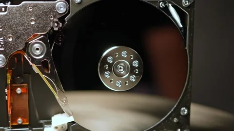 Macro close up footage view at open hard disk drive. Computer HDD used to r.. Vídeo Stock 271096526