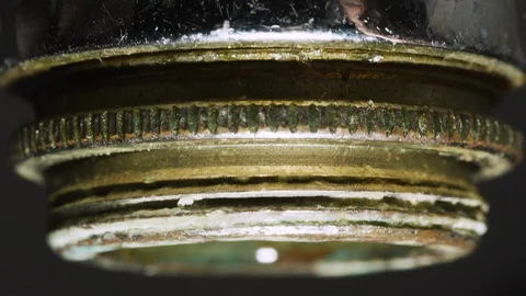 Macro close up, fresh water tap being turned on and flowing strongly. Water infr Stock-Footage 130136086