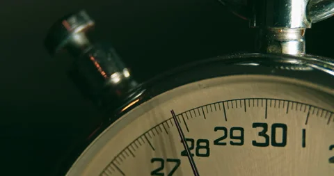 Macro close up of the front face of vintage Stopwatch, Timer. Stock Footage 143435471