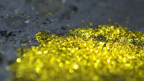 Macro close up of Golden Wet Glitter Particles of acrylic paint and oil. Stock Footage 150574964