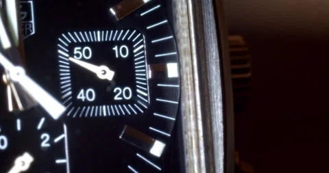 Macro Close Up of Hand Moving on Mechanical Watch Face Stock Footage 262104578