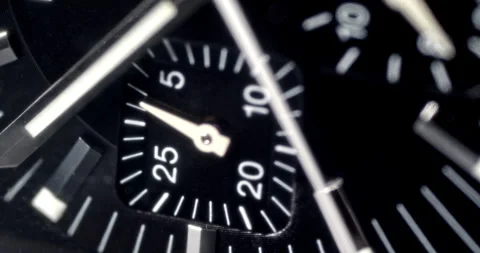 Macro Close Up of Hand Moving on Mechanical Watch Face Stock Footage 262105371