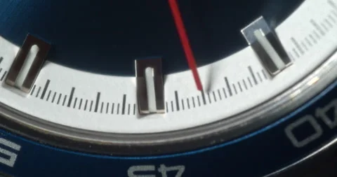 Macro Close Up of Hand Moving on Mechanical Watch Face Stock Footage 262106876