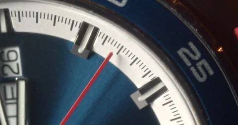 Macro Close Up of Hand Moving on Mechanical Watch Face Stock Footage 262107385