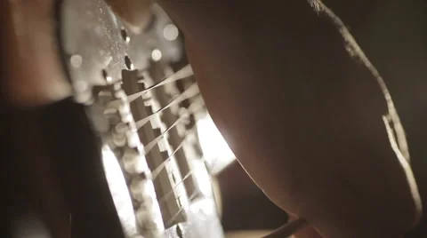 Macro close up of hands playing guitar Video stock 59142429