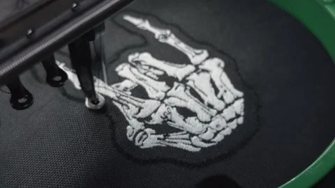 Macro Close Up Industrial Computerized Embroidery Machine Stitching Final W.. 스톡 동영상 332205951