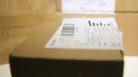 Macro Close-Up Of Information on the Parcel Package. Stock Footage 97868060