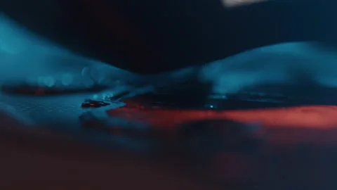 Macro Close up of Innovative 3d Printer Producing Print Under Blue Lighting Stock Footage 208801461