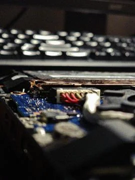 Macro close-up of internal laptop connector Stock Photos