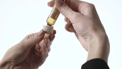 Macro Close-Up of Laboratory Syringe Stock Footage 317497175