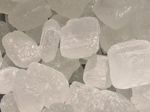 Macro Close-up of Large White Rock Sugar Crystals Stock Photos