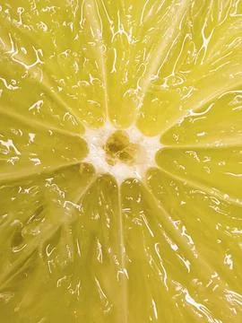 Macro Close-Up of Lemon Interior - Bright Yellow Citrus Fruit Texture Foto stock