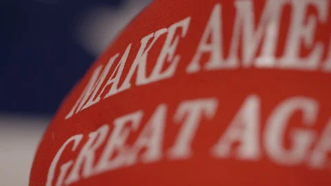 Macro close up of make america great again hat Stock Footage 86086363