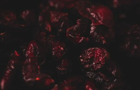 Macro close up of many dry cranberries, macro close up selective focus Stock Photos
