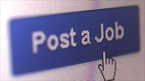 Macro close up moving hand cursor and pressing 'Post a Job button' Stock Footage 49655636