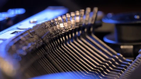 Macro Close Up of Old Typewriter Cine 4K Ultra HD Stock Footage 107440778