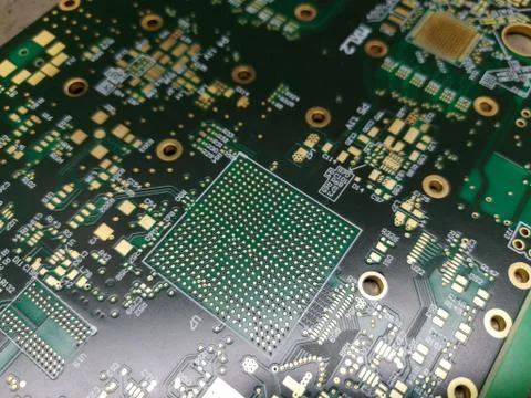 Macro close up of PCB BGA footprint Stock Photos