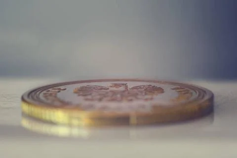 Macro close-up of polish coin Macro close-up of polish coin at sharp angle... Stock Photos