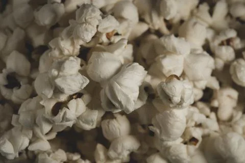 Macro close up of pop corns, selective focus Stock Photos