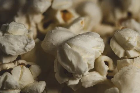 Macro close up of pop corns, selective focus Stock Photos