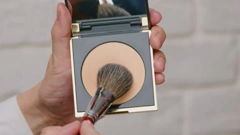 Macro Close Up of Professional Makeup Artist Applying Brown Eyeshadow on Female Stock Footage 327789908