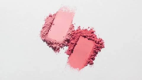 Macro close-up of red and pink blush powder heaps Stock Footage 338350994