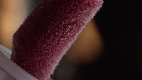Macro Close Up of Red Makeup Applicator Showing Soft Textured Surface and Detail 스톡 동영상 346958108