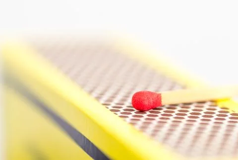 Macro close up of a red match head Stock Photos