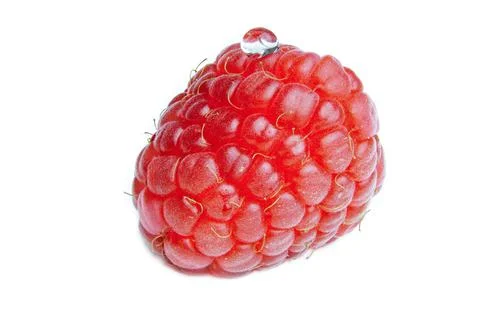 Macro close up of a red raspberry Stock Photos