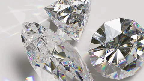 Macro close-up of rotating clear diamonds. Stock Footage 329164801