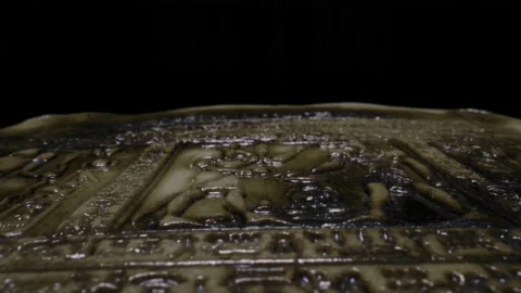 Macro close up scroll across ancient egyptian tablet antiquity Stockbeeldmateriaal 140674513