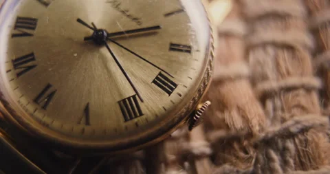 Macro Close Up Shot of Antique Pocket Watch with Vintage Design. Time Lapse Stock Footage 317809447