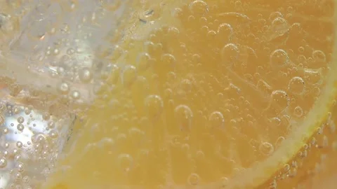 Macro close-up shot of cold refreshing soda tonic fizzy water drink with bubbles Stock Footage 148314646