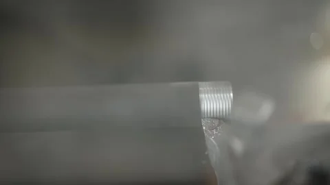 Macro close-up shot of a metal part, rod with precise threads Stock Footage 274490160